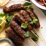 Chargrilled lamb kofta skewers with fresh herbs